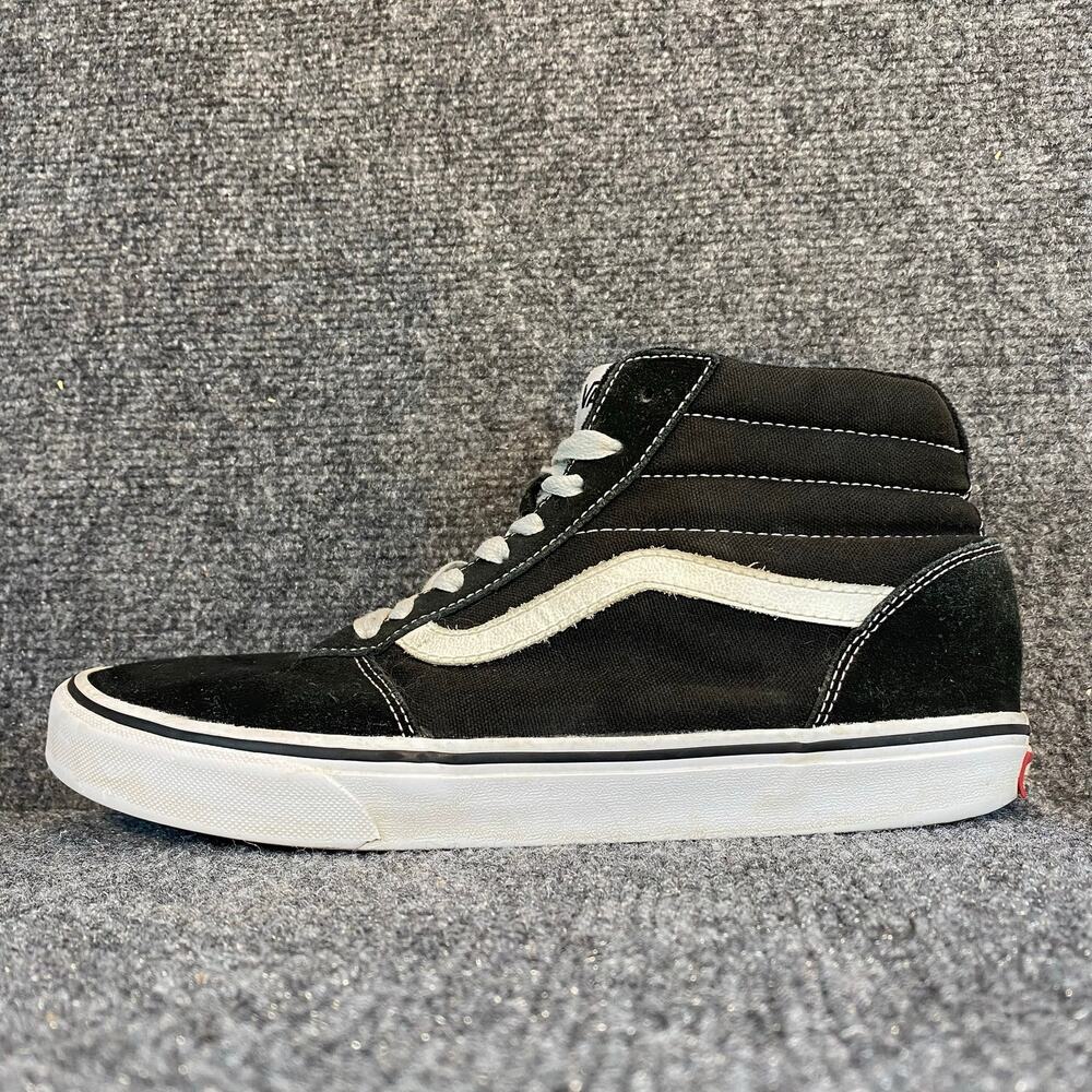 Vans Sk8-Hi High Top Sneakers Black White Canvas Suede Mens 9.5 VN000D5IB8C